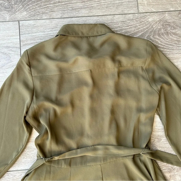 Nanette Lepore Military Green Button Down Midi Shirtdress with Slips - Picture 16 of 16